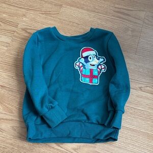 Kids Dark Green Bluey Christmas Sweatshirt